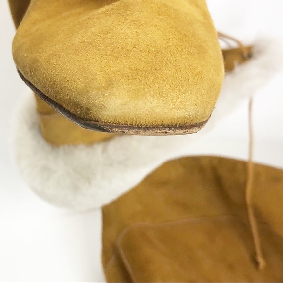 MANOLO Blahnik Italian suede fur top tan boots - Picture 12 of 17